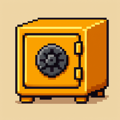 2D pixel art para kasası.
In-Game asset.  High contrast.  No shadows