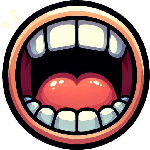 cartoon open mouth.
Single Game Texture.  In-Game asset.  2d.  Blank background.  High contrast.  No shadows