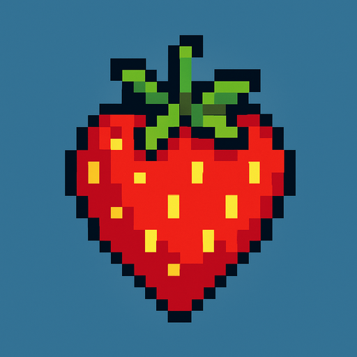 make pixel art 2d strawberry.
In-Game asset.  2d.  High contrast.  No shadows