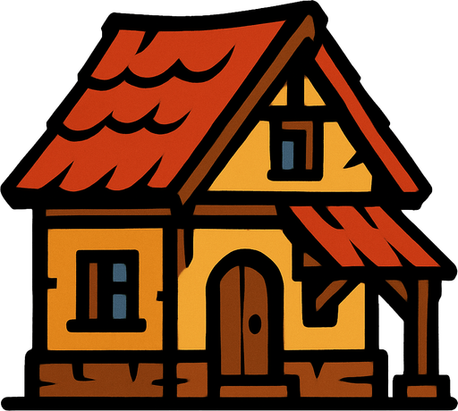 village house.
In-Game asset.  2d.  High contrast.  No shadows
