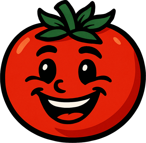 gülen domates.
In-Game asset.  2d.  High contrast.  No shadows