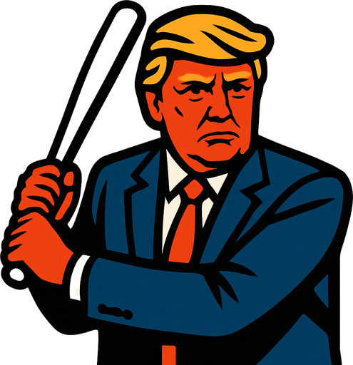 donald trump con bate de beisbol.
In-Game asset.  2d.  High contrast.  No shadows