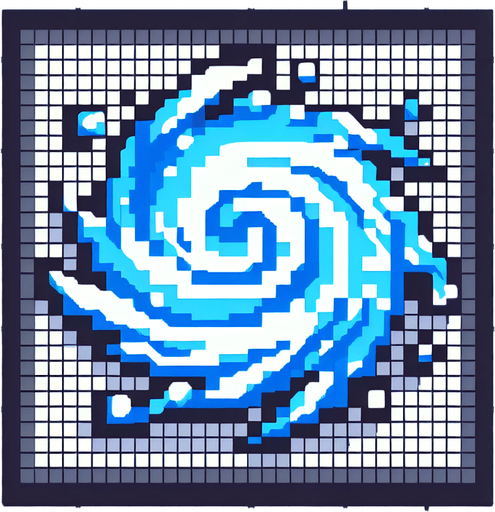 water whirlwind. bird-eye view. pixelated. 8 bit.
Single Game Texture. In-Game asset. 2d. Blank background. High contrast. No shadows.