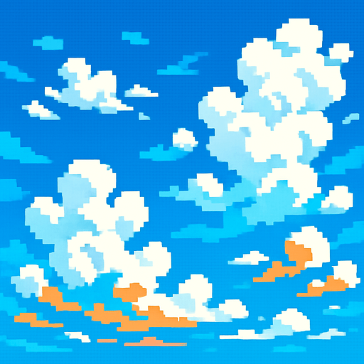 a beautiful sky. pixel
In-Game asset.  2d.  High contrast.  No shadows