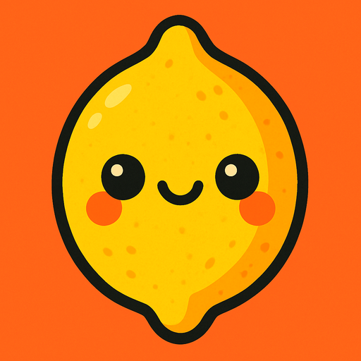 Lemon with cute face.
In-Game asset.  2d.  High contrast.  No shadows