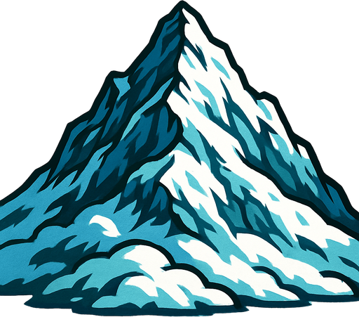 karlı büyük dağ..
In-Game asset.  2d.  High contrast.  No shadows