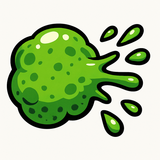 Yesil top halinde tukuruk.
In-Game asset.  2d.  High contrast.  No shadows