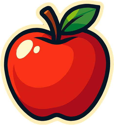 red apple.
In-Game asset.  2d.  High contrast.  No shadows