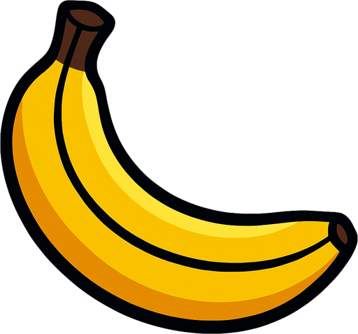 A 2D Banana.
In-Game asset.  2d.  High contrast.  No shadows