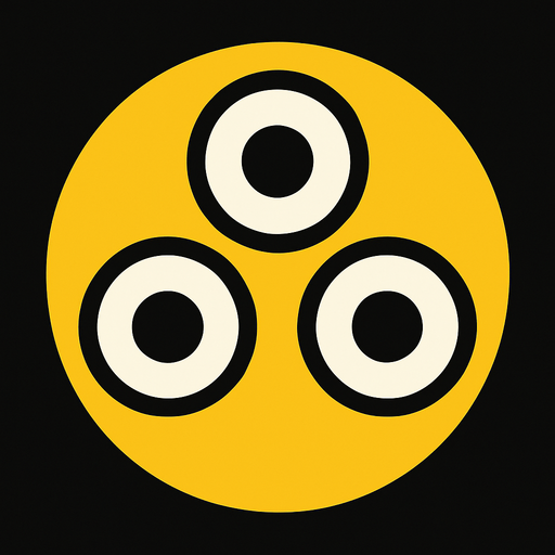 A yellow circle with 3 eyes no mouth and the eyes are in a triangle orientation.
In-Game asset.  2d.  High contrast.  No shadows