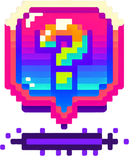 pixel art speech bubble that says "?" neon color.
Single Game Texture. In-Game asset. 2d. Blank background. High contrast. No shadows.