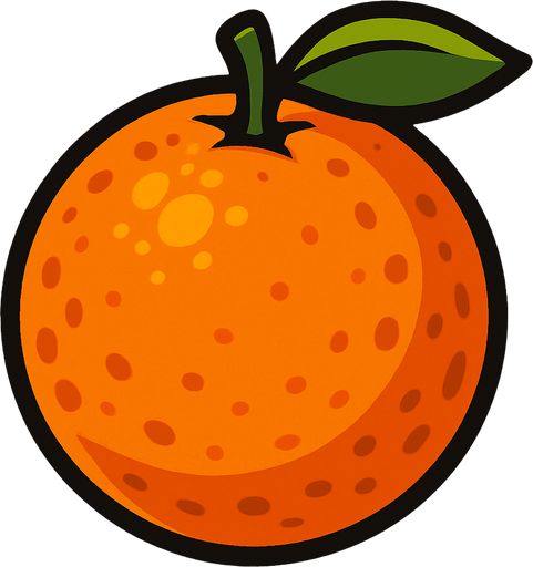 Uncut orange.
In-Game asset.  2d.  High contrast.  No shadows