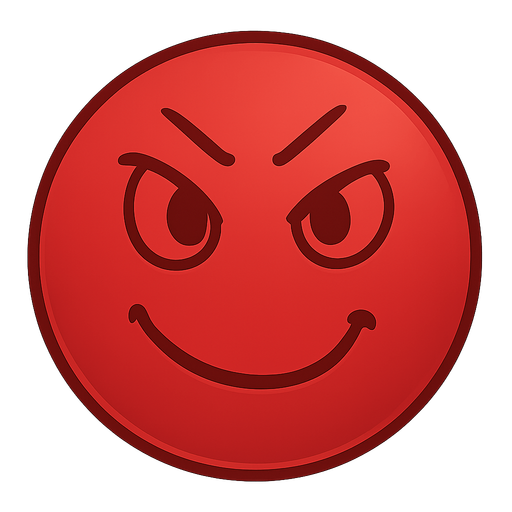 red angry emoji. use shiny color. No background. Transparent background. Blank background. No shadows. 2d. In-Game asset. flat