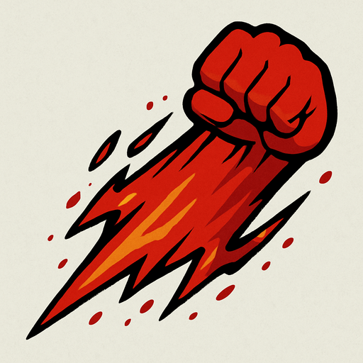 Big red fist slash effect. 2D. Top View..
In-Game asset.  2d.  High contrast.  No shadows