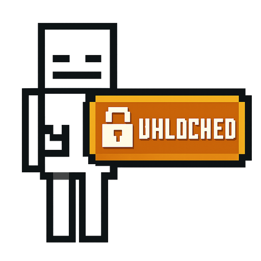 Minecraft skeleton unlocked button.
In-Game asset.  2d.  High contrast.  No shadows