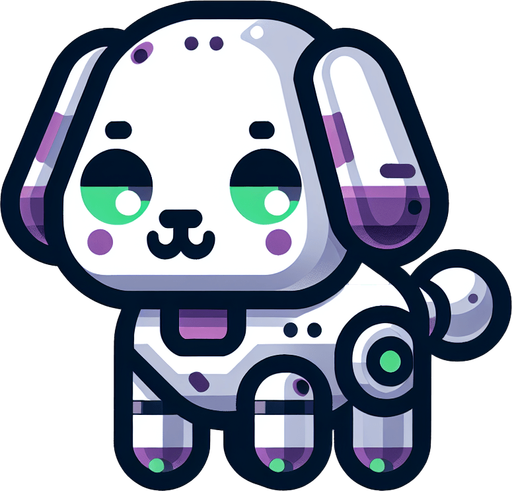 3d kawaii robotic puppy white colour with purple and green. Single Game Texture. In-Game asset. 2d. Blank background. High contrast. No shadows..
Single Game Texture. In-Game asset. 2d. Blank background. High contrast. No shadows.