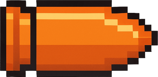 2d pixel art style orange bullet.
In-Game asset.  2d.  High contrast.  No shadows