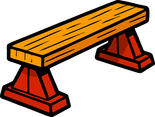 iki tarafında alttan destek olan atlama tahtası.
In-Game asset.  2d.  High contrast.  No shadows