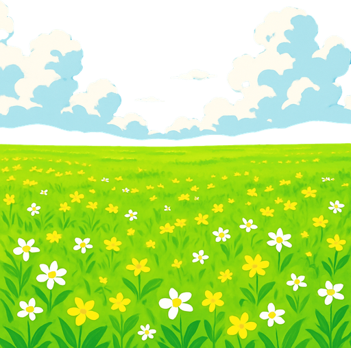 Fond d'écran prairie manga.
In-Game asset.  2d.  High contrast.  No shadows