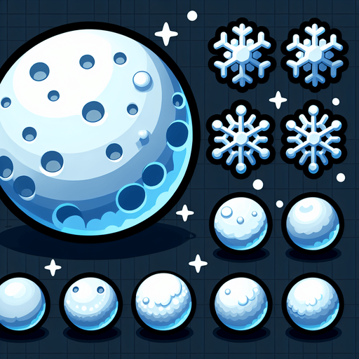 Snow ball. Single Game Texture. In-Game asset.Blank background. High contrast. No shadows. Single Game Texture. In-Game asset. 2d. Blank background. High contrast. No shadows.