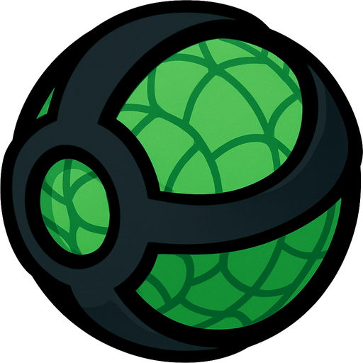 PATTERNED GREEN BALL WITH BLACK COVER AROUND.
In-Game asset.  2d.  High contrast.  No shadows