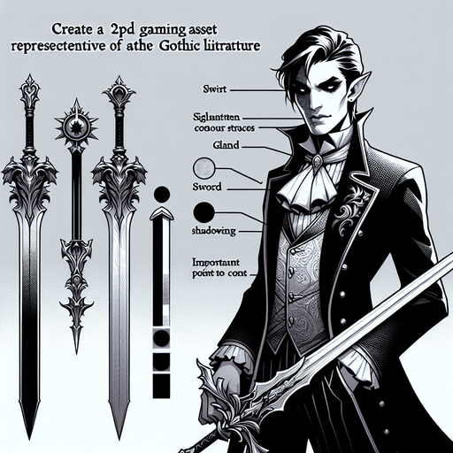 A drakula kept an sword.
Single Game Texture. In-Game asset. 2d. Blank background. High contrast. No shadows.