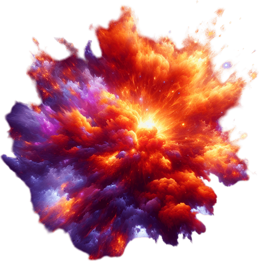 fire explosion on space.
Single Game Texture.  In-Game asset.  2d.  Blank background.  High contrast.  No shadows