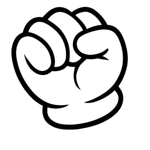 White glove curled into a fist.
In-Game asset.  2d.  High contrast.  No shadows