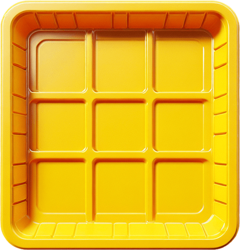 yellow plastic tray.
Single Game Texture. In-Game asset. 2d. Blank background. High contrast. No shadows.