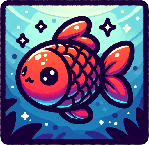 A cute little goldfish.
Single Game Texture. In-Game asset. 2d. Blank background. High contrast. No shadows.