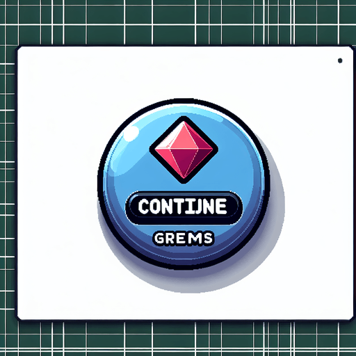 Continue_button_spending_gems.
Single Game Texture. In-Game asset. 2d. Blank background. High contrast. No shadows.