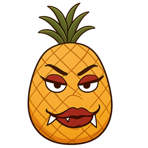 
sexy pineapple. No background. Transparent background. Blank background. No shadows. 2d. In-Game asset. flat