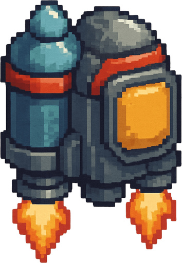 Three-quarter view pixel art jetpack