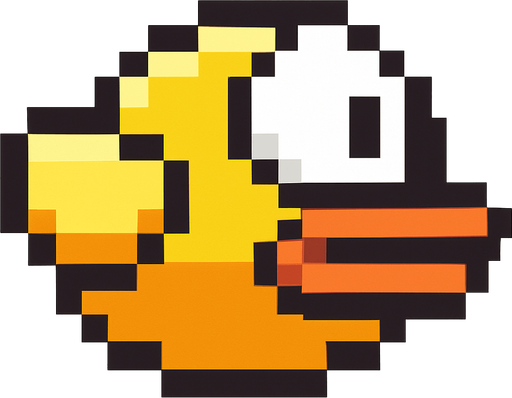 Flapy bird kuşu çiz detaylı ve aşırı benzesin.
In-Game asset.  High contrast.  No shadows