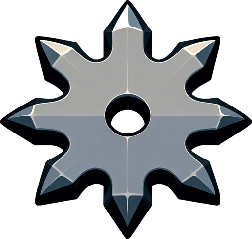 Мультяшный квадратный сюрикен.
Single Game Texture. In-Game asset. 2d. Blank background. High contrast. No shadows.