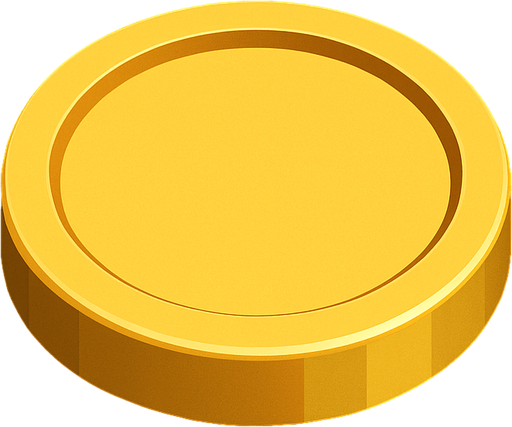 golden coin, simple clean shape, subtle beveled edges, slight 3D top-down look, small shadow for depth, no text, no shine or sparkle, minimal design, matches futuristic tech UI style.
In-Game asset.  2d.  High contrast.  No shadows