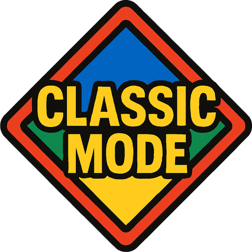 Diamond shaped colourful classic mode button.
In-Game asset.  2d.  High contrast.  No shadows