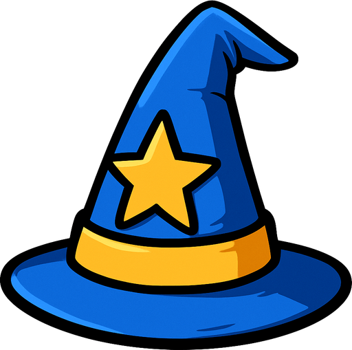 sombrero de mago de color azul 2d.
In-Game asset.  2d.  High contrast.  No shadows