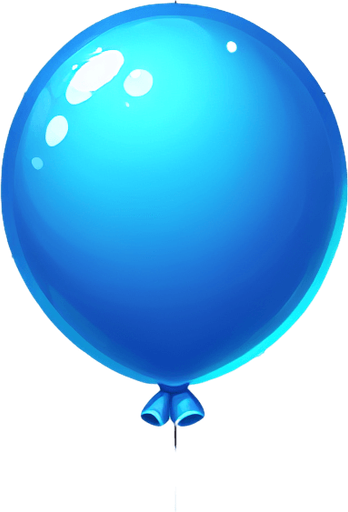 mavi balon.
Single Game Texture.  In-Game asset.  2d.  Blank background.  High contrast.  No shadows
