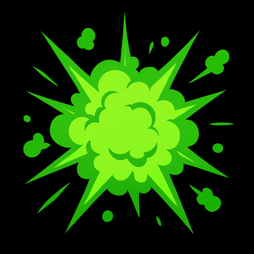 Explosión verde.
In-Game asset.  2d.  High contrast.  No shadows