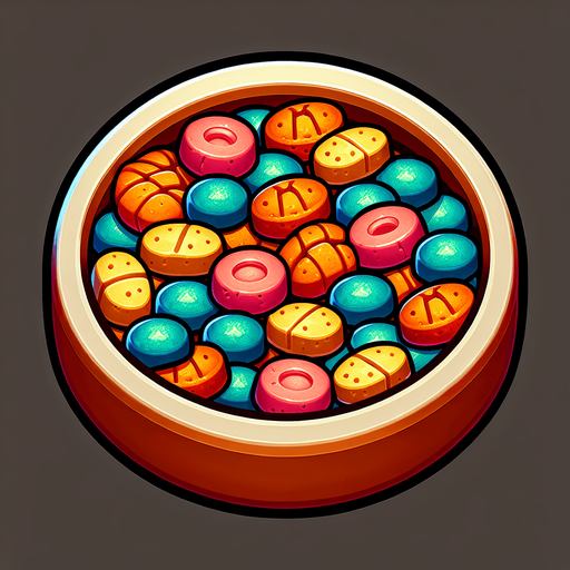 fish food.
Single Game Texture. In-Game asset. 2d. Blank background. High contrast. No shadows.