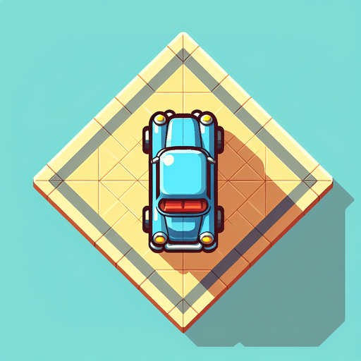 car top view design like in children's cartoons image.
Single Game Texture. In-Game asset. 2d. Blank background. High contrast. No shadows.