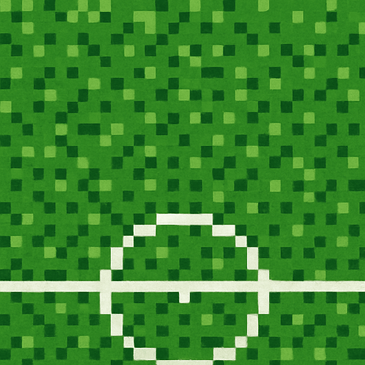 pixelart grass texture low quality. have soccer field half center circle at bottom.
In-Game asset.  2d.  High contrast.  No shadows