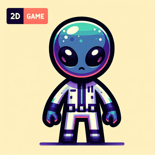 A single alien.
Single Game Texture. In-Game asset. 2d. Blank background. High contrast. No shadows.