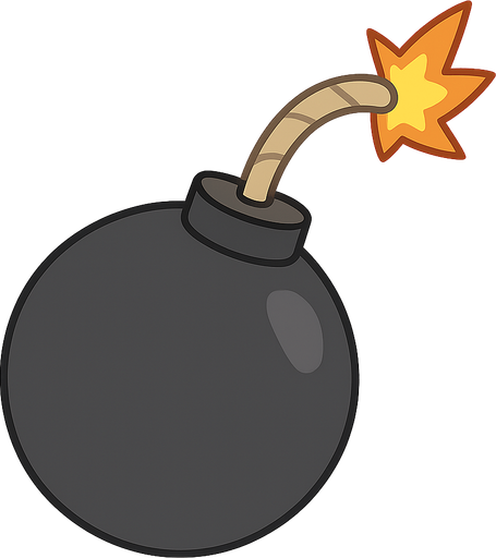 bomba. No background. Transparent background. Blank background. No shadows. 2d. In-Game asset. flat
