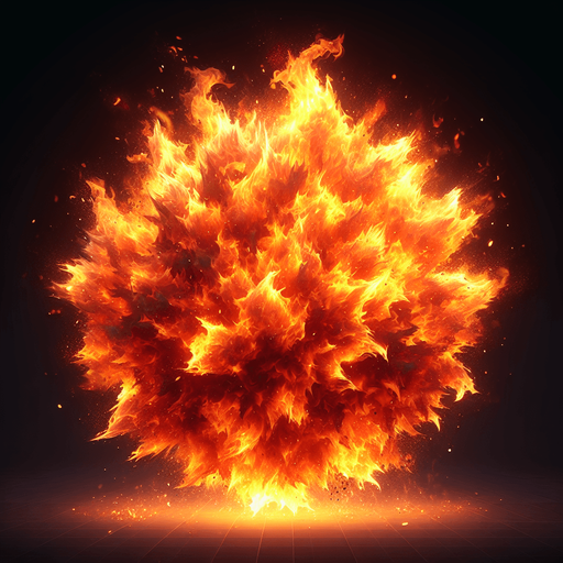 fire blast.
Single Game Texture.  In-Game asset.  2d.  Blank background.  High contrast.  No shadows