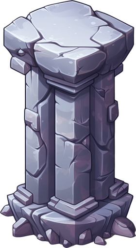 Single Short round Isometric dungeon column, simple, few stones, single column, no floor, dark room, Single Game Texture. In-Game asset. 2d. Pixelart. White background. Blank background. Low detail. High contrast.
