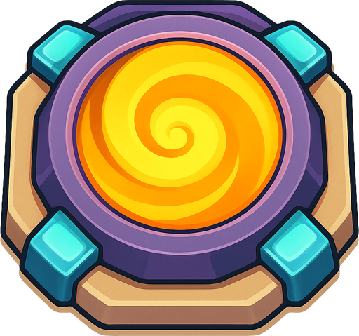 Crea la Torre Aura en un estilo 2D renderizado, limpio y cartoonish, con contornos claros y definidos, colores vibrantes con transiciones suaves, y sombreado que da volumen a sus superficies superiores.
La perspectiva debe ser VISTA CENITAL (totalmente desde arriba). Esto significa que la torre se verá como si estuviera siendo observada directamente desde arriba, con los detalles de su parte superior siendo prominentes.
Esta torre NO tiene un cañón direccional tradicional ni una base circular, su efecto es radial.
La torre debe tener un perfil bajo y la menor cantidad de relieve vertical posible para facilitar una rotación fluida en la animación, enfocándose en la parte superior de la estructura..
In-Game asset.  2d.  High contrast.  No shadows