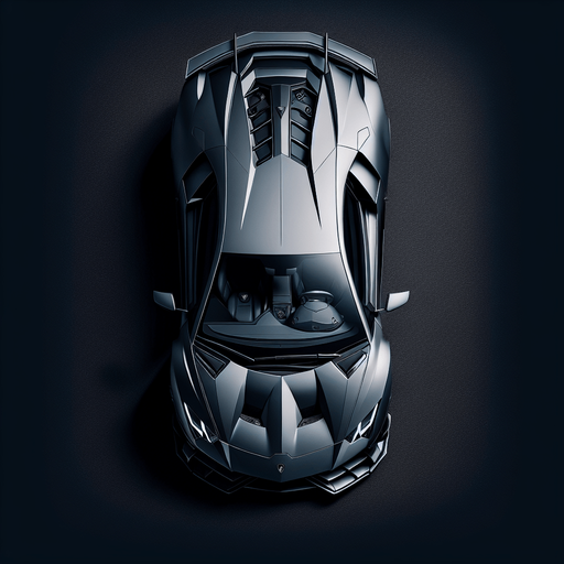 top down horizontal lamborghini.
Single Game Texture.  In-Game asset.  2d.  Blank background.  High contrast.  No shadows