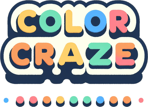 A logo for the game showing the title "Color Craze" with each letter in a different colors, picked from a nice muted palette in simple and clean style..
Single Game Texture. In-Game asset. 2d. Blank background. High contrast. No shadows.